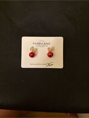 Park Lane Dazzle Drop Red Bow Stud Earrings